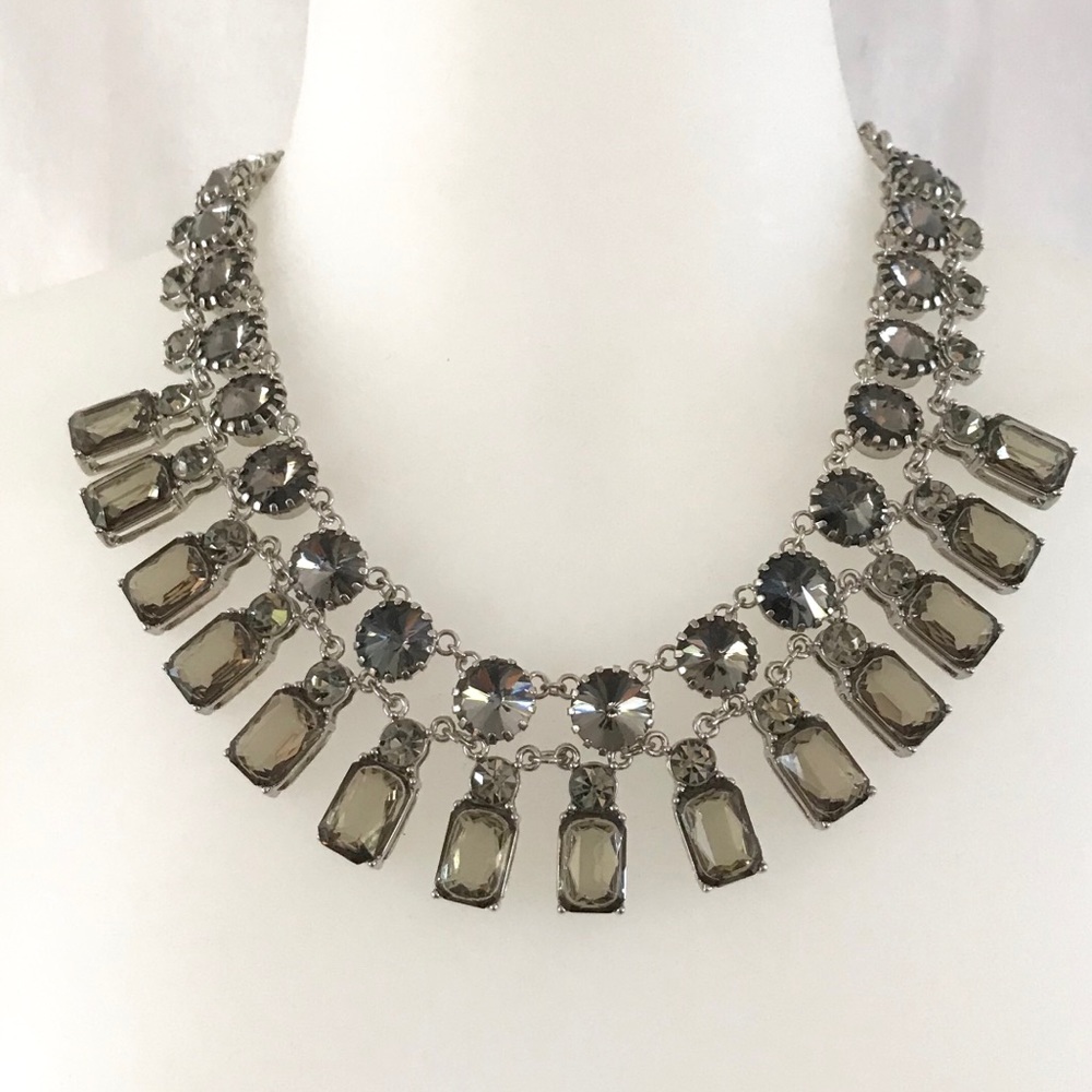 2 European necklaces black diamond crystal stones